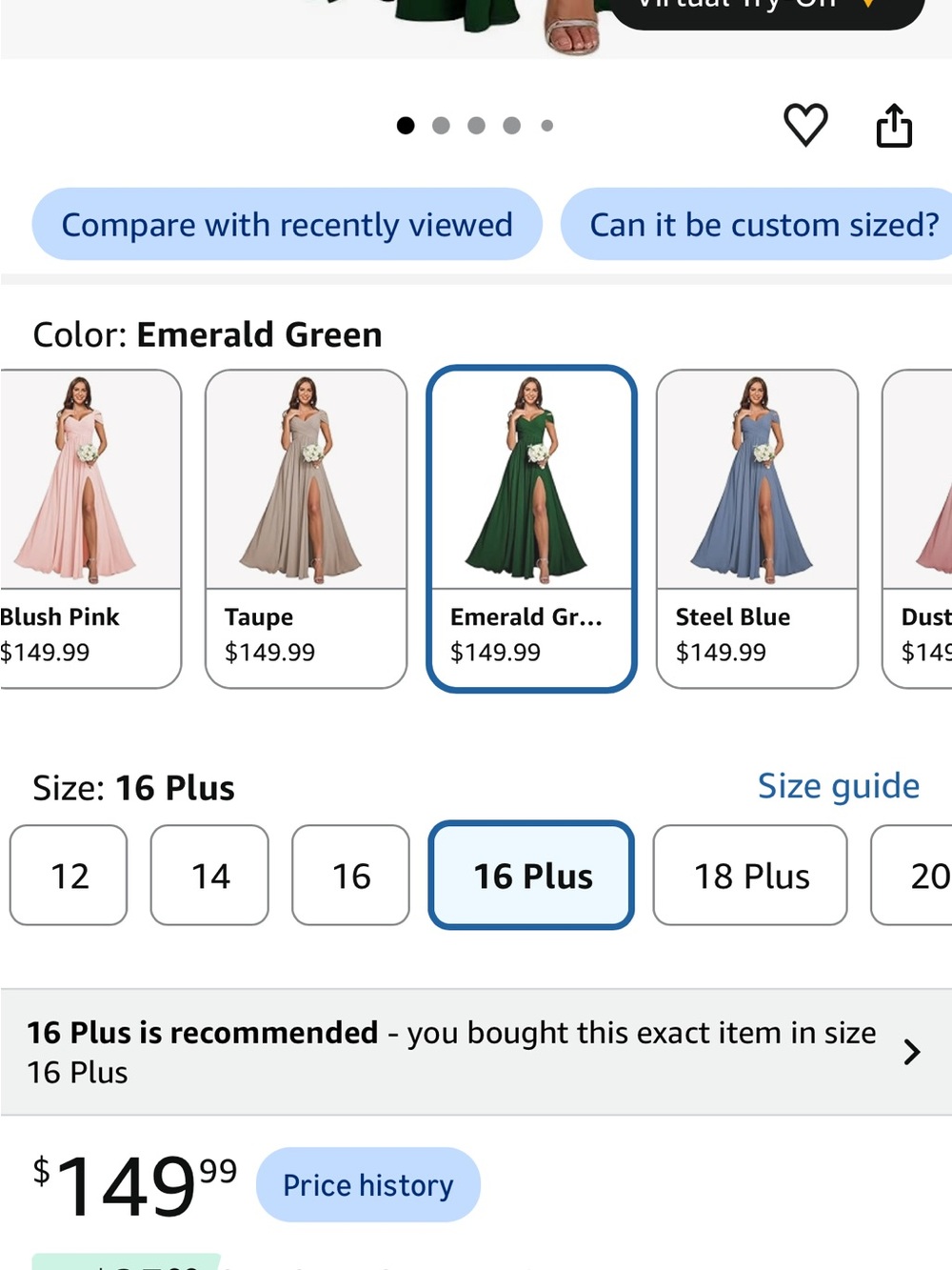 Emerald Off-Shoulder Maxi Dress with High Slit - Picture 3 of 3